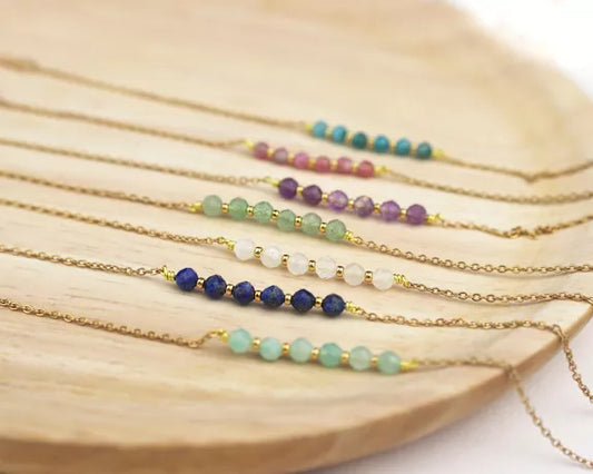 Bracelet acier inoxydable doré et pierres naturelles