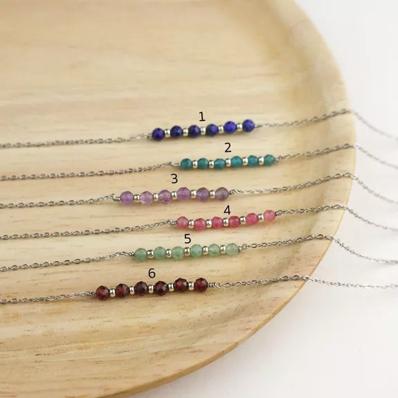 Bracelet acier inoxydable argenté et pierres naturelles