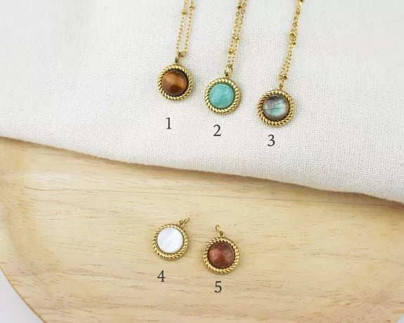 Collier acier inoxydable doré pendentif torsadé